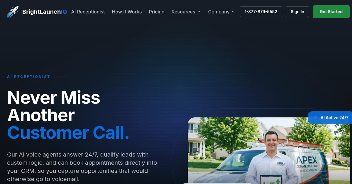 BrightLaunchIQ - 24/7 AI receptionist for service businesses