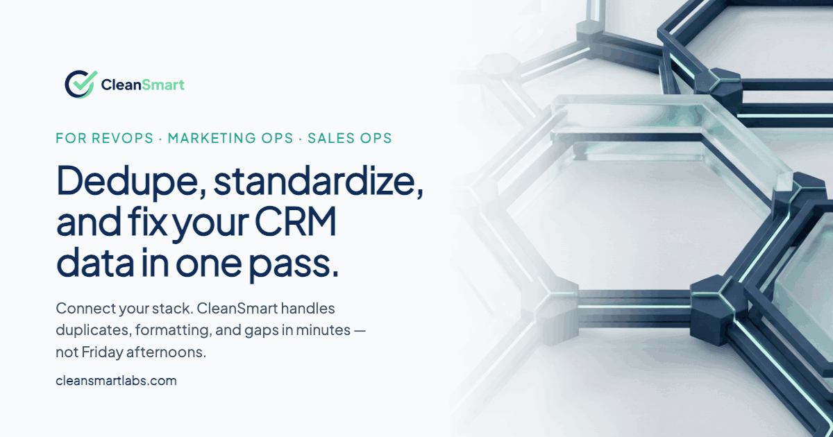 CleanSmart homepage - no-code CRM data cleaning and deduplication