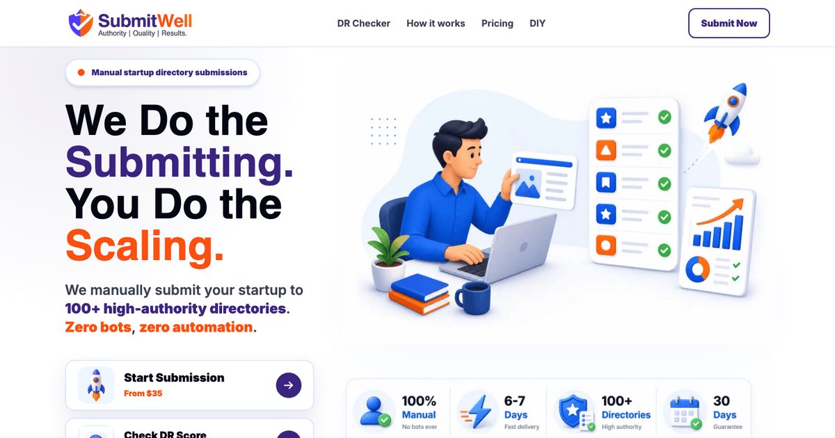 SubmitWell - Manual Startup Directory Submission Service
